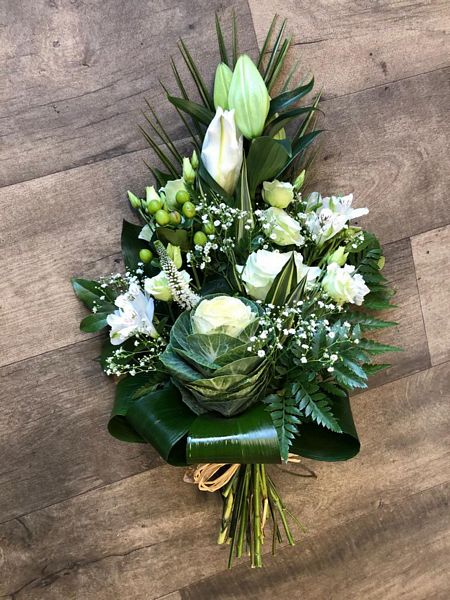 Peaceful Tied Sheaf Funeral Tribute. Our Funeral, Sympathy and Tribute flowers are delivered with care and with free delivery.