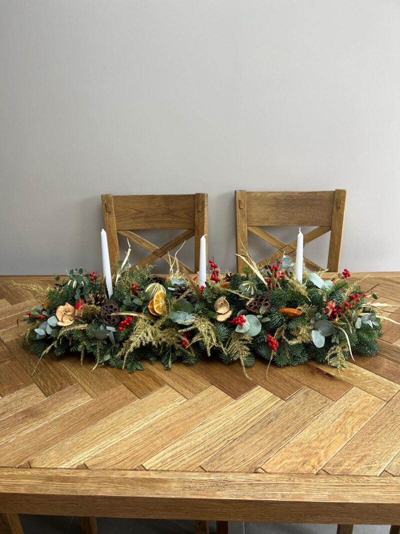 Noel - a showstopper of a Christmas table arrangement - Order online for your next day flower delivery. Bishops Stortford