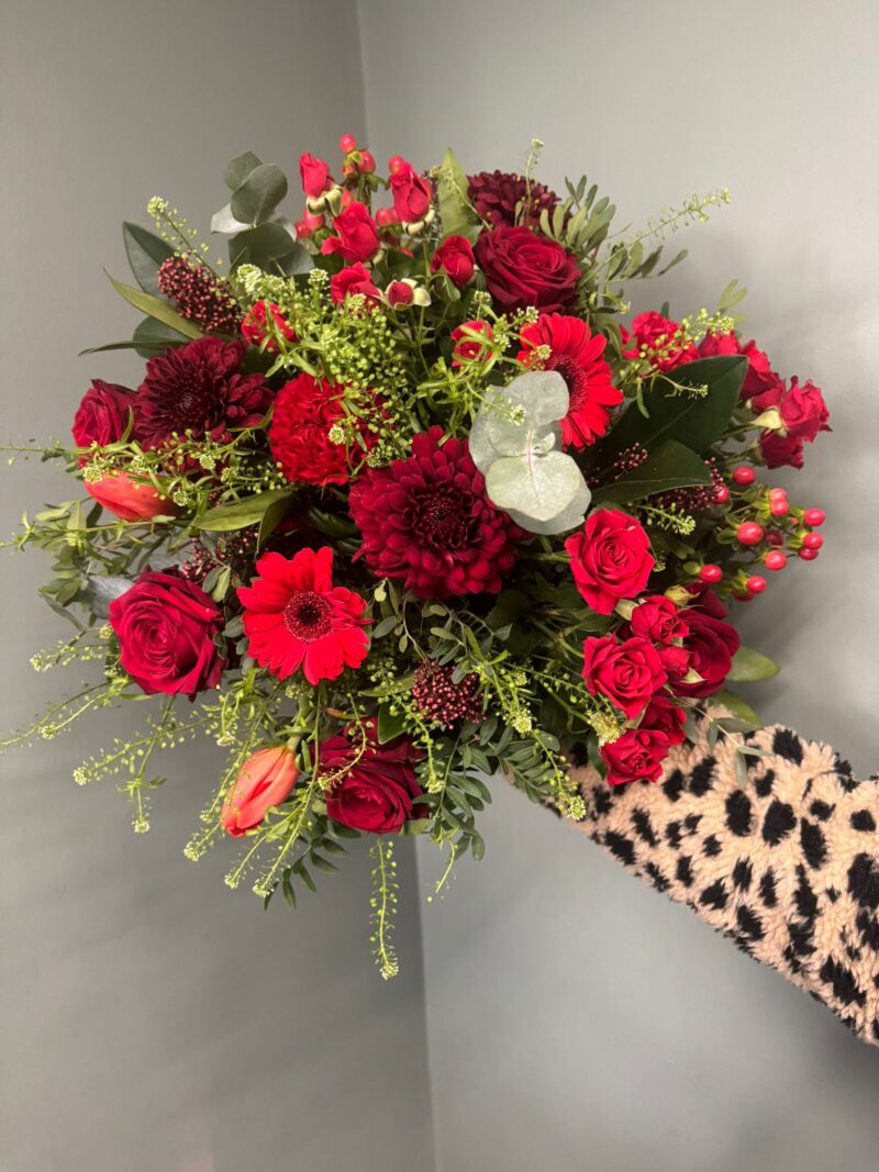 Love Always Valentines Bouquet. A mixture of red blooms including red roses. Order online for your next day flower delivery. Bishops Stortford