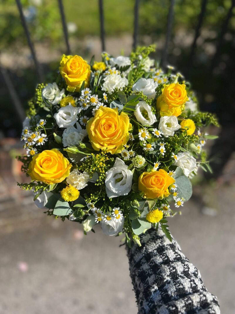 A traditional posy shape with loose flowers and seasonal foliage. Funeral Tribute. Order online with your personal choices. Bishops Stortford