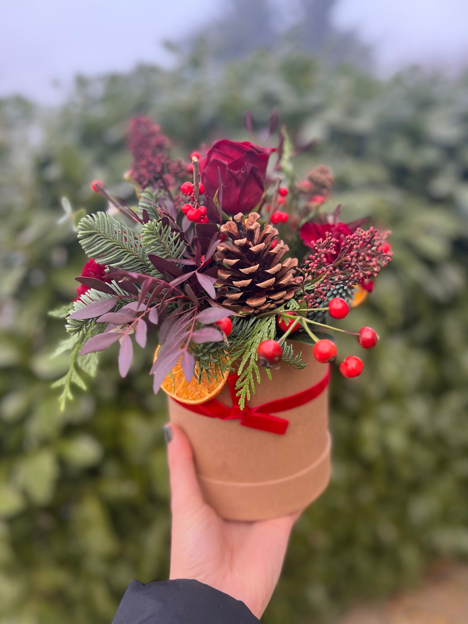 Falala Table Arrangement the perfect Christmas table top gift. Order online for your next day flower delivery. Bishops Stortford